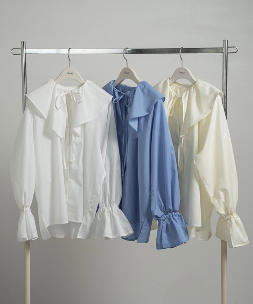 lawgy ブラウス シャツ big collar frill string blouse