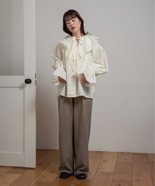 lawgy レースビッグカラー ブラウス ホワイト lace big collar blouse / レースビッグカラーブラウス（シャツ