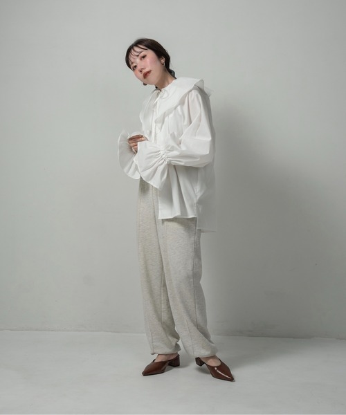 lawgy レースビッグカラー ブラウス ホワイト lawgy ブラウス シャツ big collar frill string blouse