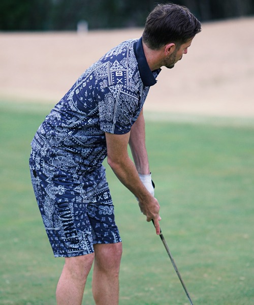 DIVINER GOLF セットアップ 「DIVINER GOLF」ペイズリー柄ポロ