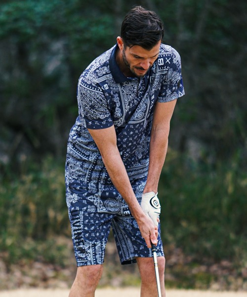 DIVINER GOLF セットアップ 「DIVINER GOLF」ペイズリー柄ポロ