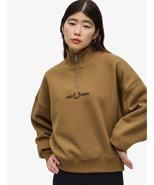 「FRED PERRY」 スウェットカットソー 10 ブラウン レディース