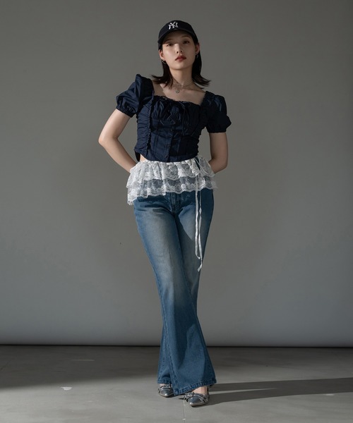 apres jour mignon ブラウス シャツ スクエアピンタックブラウス