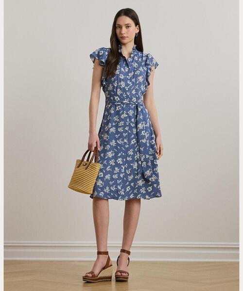 ラルフローレン　ワンピース LAUREN RALPH シャツワンピース フローラル ベルテッド ジョー