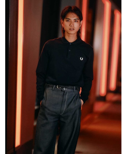 FRED PERRY 「FRED PERRY」 長袖ポロシャツ M グリーン系その他