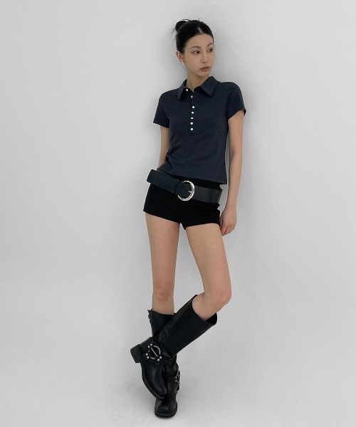 tシャツ 「MADE」 メルビンヘンリーネックカラー半袖Tシャツ レディース BLACKUP tシャツ 「MADE」 メルビンヘンリーネックカラー半袖T