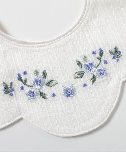 アンティークフランス オープンカットワーク 花刺繍 チュールフリルスタイ 付け襟 セール】花刺繍カットワークつけ衿/fint フィント（付け襟）｜F