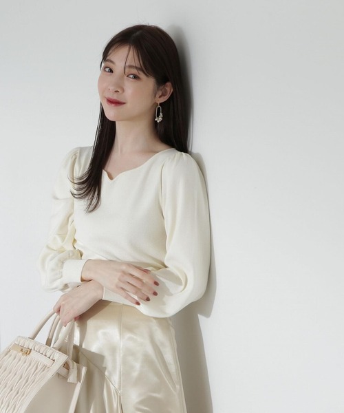 「PROPORTION BODY DRESSING」 Vネックニット SMALL ホワイト系その他 レディース