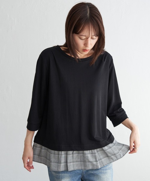ikka（イッカ） tシャツ 「接触冷感」冷感裾レイヤードプルオーバー