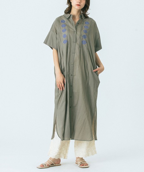 シャツワンピース (HLAADA for ROSEBUD)CUBA EMBROIDERY SHIRT OP