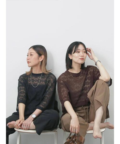Samansa Mos2 blue（サマンサモスモスブルー） tシャツ 半袖 レースT
