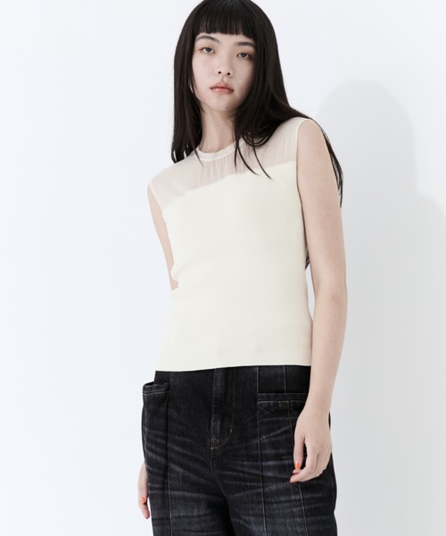 タンクトップ ノースリーブ 「NICENICEMOMENT/ナイスナイスモーメント」「STUDIOUS別注」SKIN CUPTOPS/スキントップス/