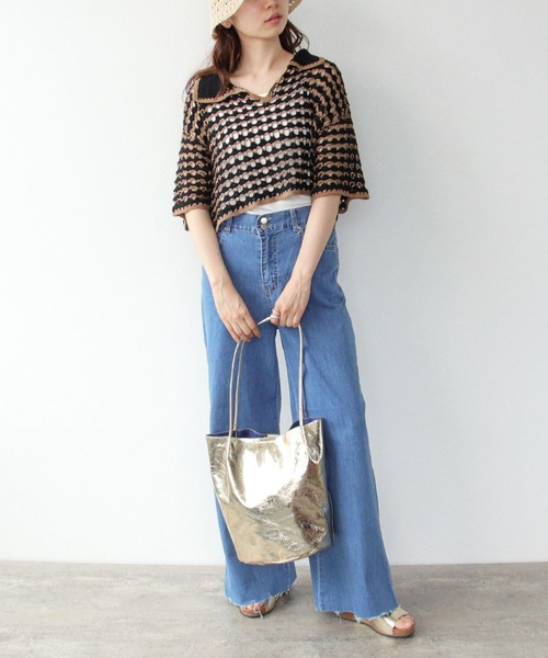 「cache cache」 トートバッグ FREE ゴールド レディース_画像8