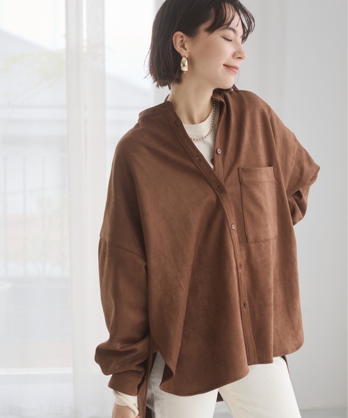 ENOF ユニセックス　オーバーサイズスウェードシャツ ENOF（イナフ）の「ユニセックス オーバーサイズスウェードシャツ