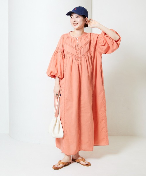 ワンピース 七分袖 サイズF くすみオレンジ BORNY 「FREAK'S STORE」 7