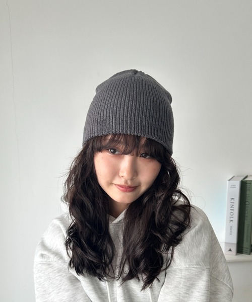 ビーズ付き黒ニット帽 ニット帽 ニットキャップ 「8色展開」ニット帽子 リブニット ビーニー