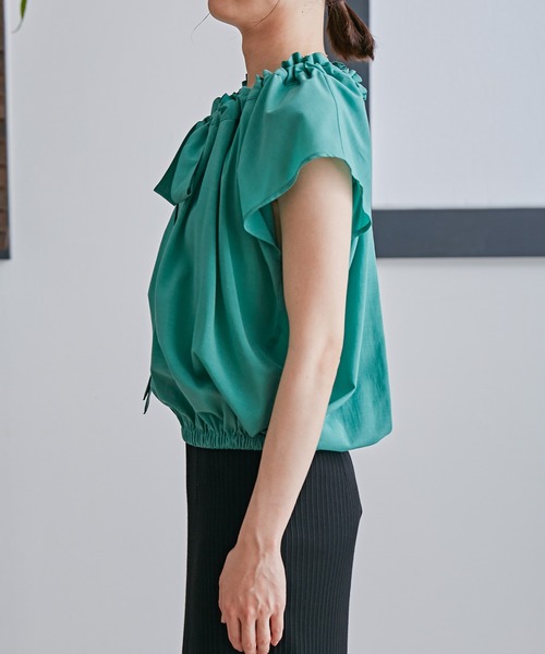 「NANO universe」 半袖ブラウス M グリーン レディース_画像4