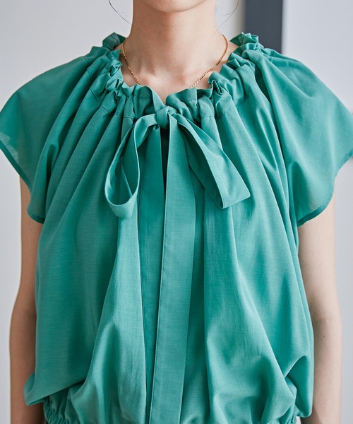 「NANO universe」 半袖ブラウス M グリーン レディース_画像6