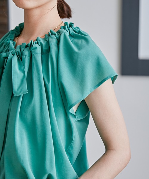 「NANO universe」 半袖ブラウス M グリーン レディース_画像7