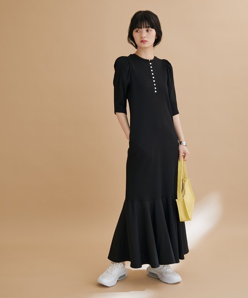 ADAM ET ROPE'（アダムエロペ） 半袖ワンピース FREE ブラック