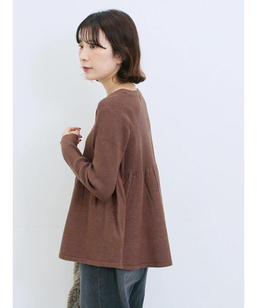 Samansa Mos2 blue ニット セーター ペプラムニットプルオーバー