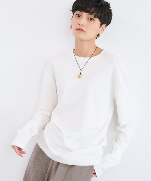 ホワイト 長袖 カットソー裏起毛マシュマロT／マシンウォッシャブル　バンヤード BARNYARDSTORM（バンヤードストーム） tシャツ BARNYARDSTORM / 裏起毛