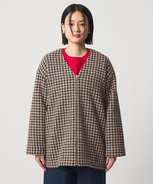 A DAY IN THE LIFE コート アウター フェザーラメ チェック ミドル