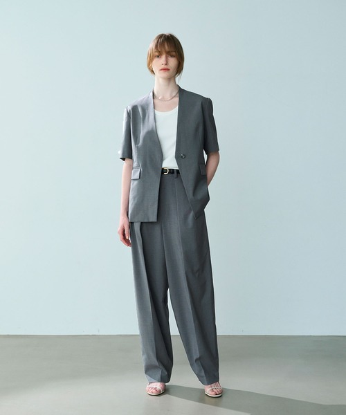 「N.O.R.C」 ノーカラージャケット S チャコール レディース_画像3