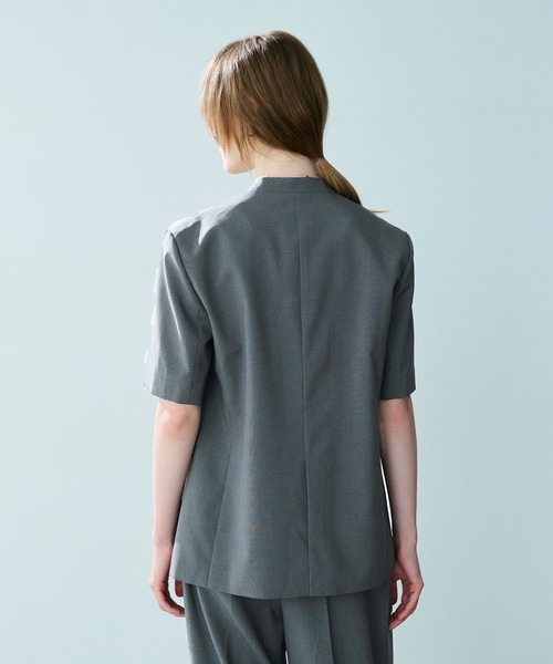 「N.O.R.C」 ノーカラージャケット S チャコール レディース_画像7