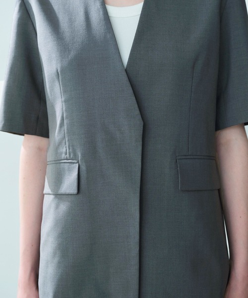 「N.O.R.C」 ノーカラージャケット S チャコール レディース_画像8