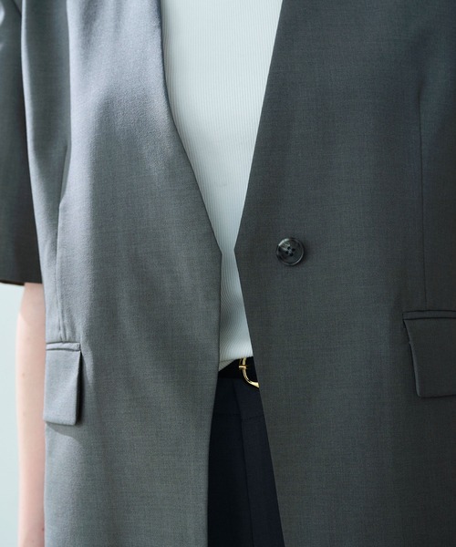 「N.O.R.C」 ノーカラージャケット S チャコール レディース_画像9