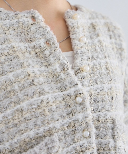 「LAVEANGE」 ノーカラージャケット 3L ブルー レディース_画像3