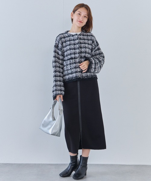 「LAVEANGE」 ノーカラージャケット 3L ブルー レディース_画像9