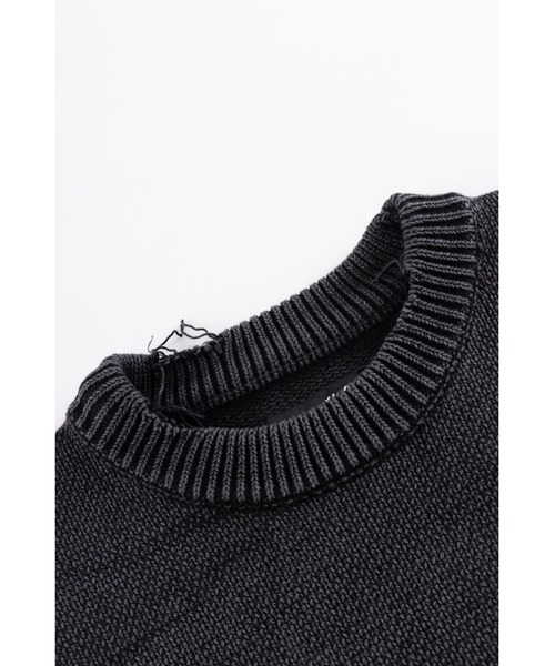 セーター ニット ニット｜Distressed Cross Leather Patch Crew Knit V2｜SUPPLIER メンズ レディース