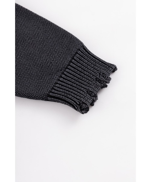 セーター ニット ニット｜Distressed Cross Leather Patch Crew Knit V2｜SUPPLIER メンズ レディース