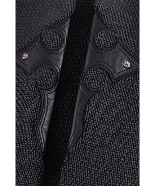 セーター ニット ニット｜Distressed Cross Leather Patch Crew Knit V2｜SUPPLIER メンズ レディース