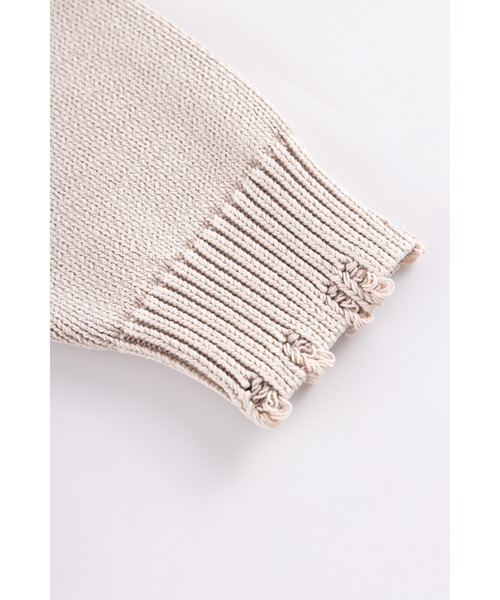 セーター ニット ニット｜Distressed Cross Leather Patch Crew Knit V2｜SUPPLIER メンズ レディース