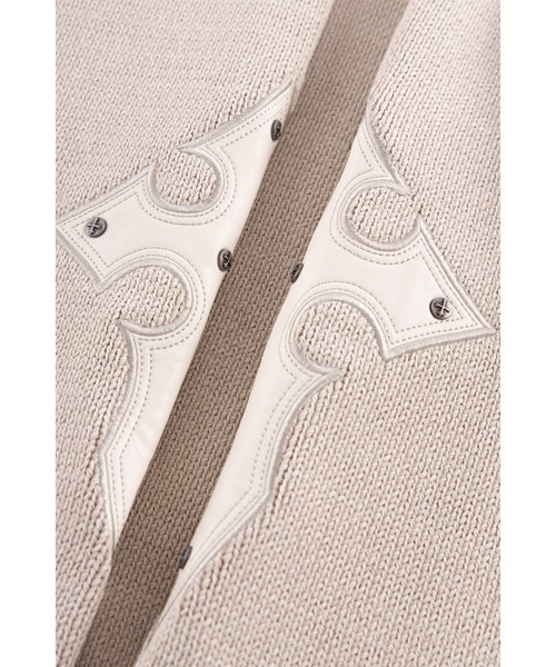 セーター ニット ニット｜Distressed Cross Leather Patch Crew Knit V2｜SUPPLIER メンズ レディース