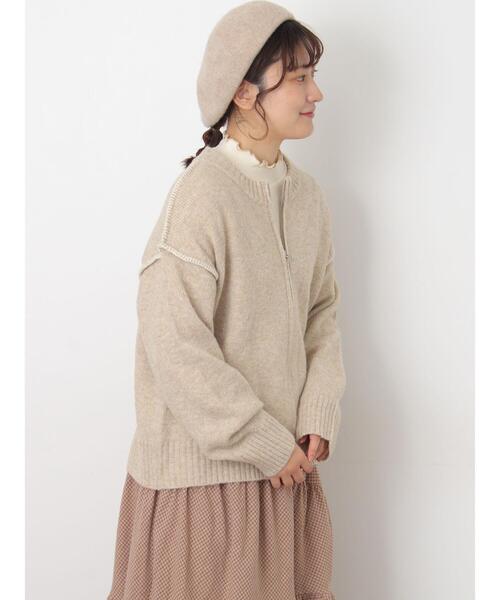 Samansa Mos2（サマンサモスモス） カーディガン かがりステッチZIP