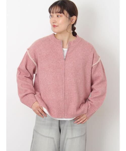 Samansa Mos2（サマンサモスモス） カーディガン かがりステッチZIP