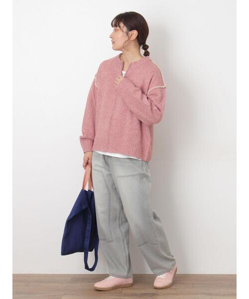 Samansa Mos2（サマンサモスモス） カーディガン かがりステッチZIP