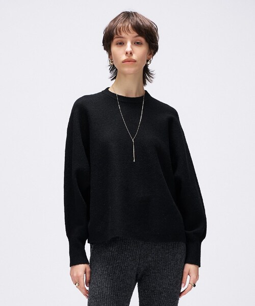 ハナ♡　Wニット ブラック セール】 【CICA加工・選べる9色展開】スリットポイントボトルネック