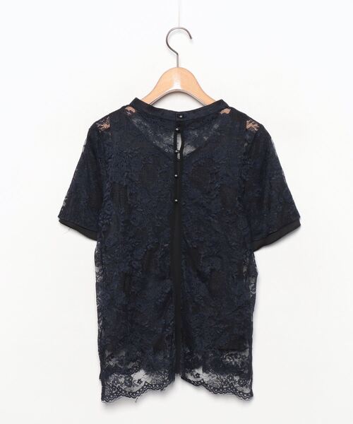 「LANVIN en Bleu」 半袖ブラウス 38 ネイビー レディース_画像2