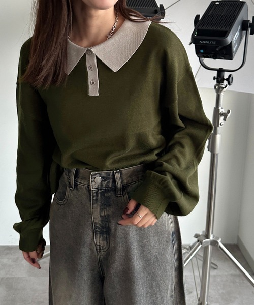 「apres jour mignon」 長袖ニット X-LARGE ネイビー レディース_画像4