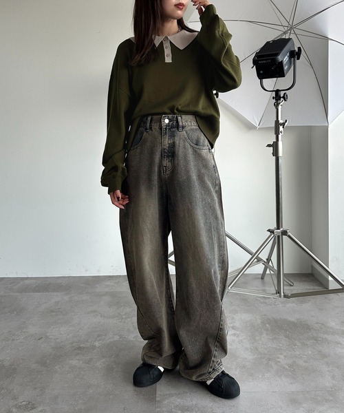 「apres jour mignon」 長袖ニット X-LARGE ネイビー レディース_画像5