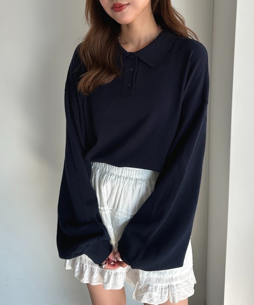 「apres jour mignon」 長袖ニット X-LARGE ネイビー レディース_画像6