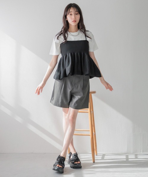 「LOWRYS FARM」 キャミソールニット FREE ブラック レディース_画像4