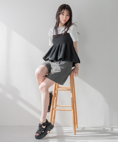 「LOWRYS FARM」 キャミソールニット FREE ブラック レディース_画像5