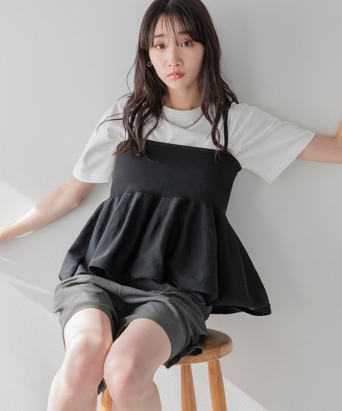 「LOWRYS FARM」 キャミソールニット FREE ブラック レディース_画像7