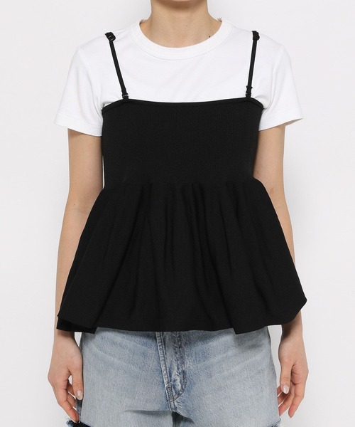 「LOWRYS FARM」 キャミソールニット FREE ブラック レディース_画像8